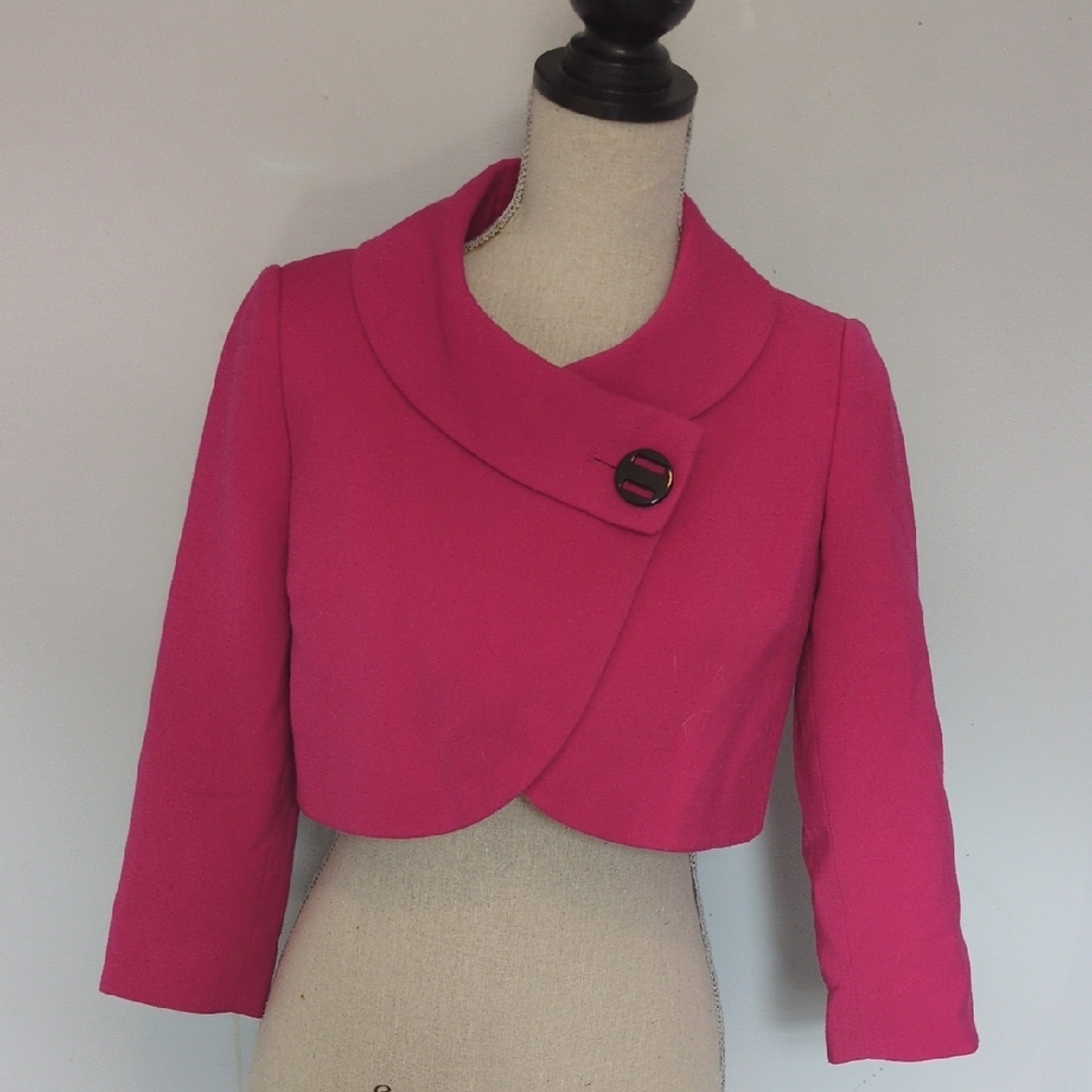 Tahari ASL Cropped Bright Pink Blazer Size 0 Petite